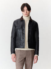 Blouson en cuir noir