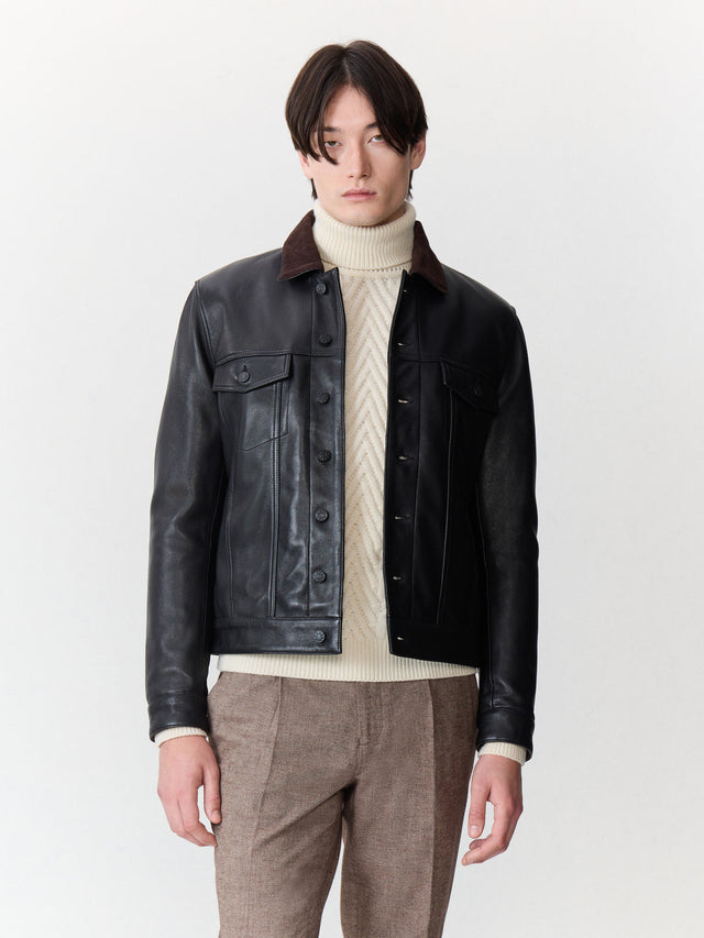 Blouson en cuir noir