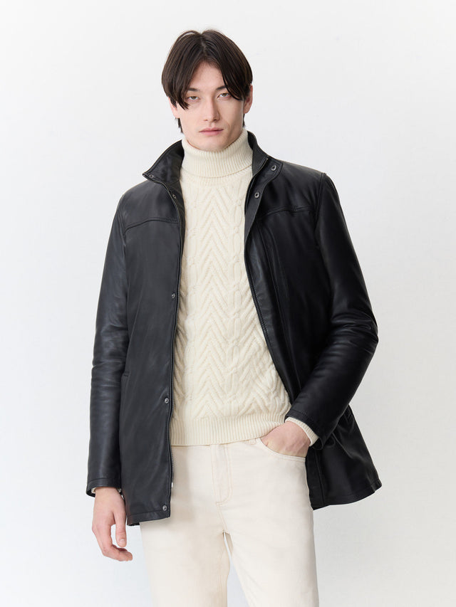Veste en cuir noir