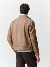 Blouson En Cuir Marron Capuche Amovible