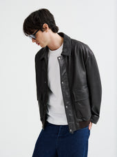 Blouson Aviateur En Cuir Marron