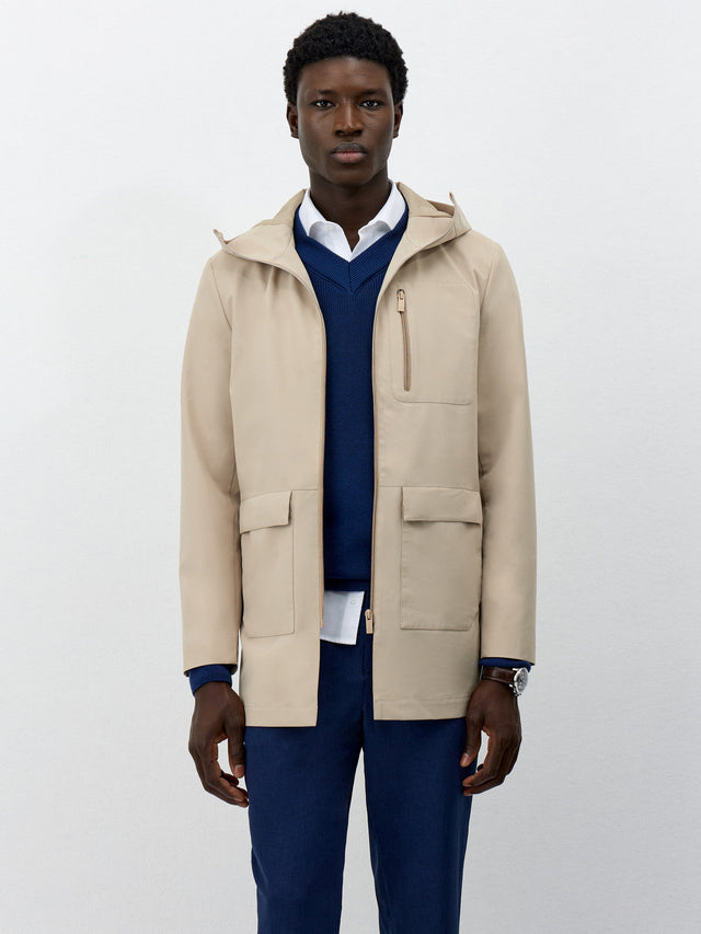 Parka légère beige à capuche