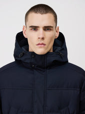 Parka Matelass E Bleu Indigo Capuche