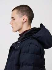 Parka Matelass E Bleu Indigo Capuche