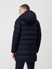 Parka Matelass E Bleu Indigo Capuche