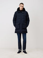 Parka Matelass E Bleu Indigo Capuche