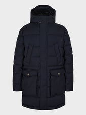 Parka Matelass E Bleu Indigo Capuche