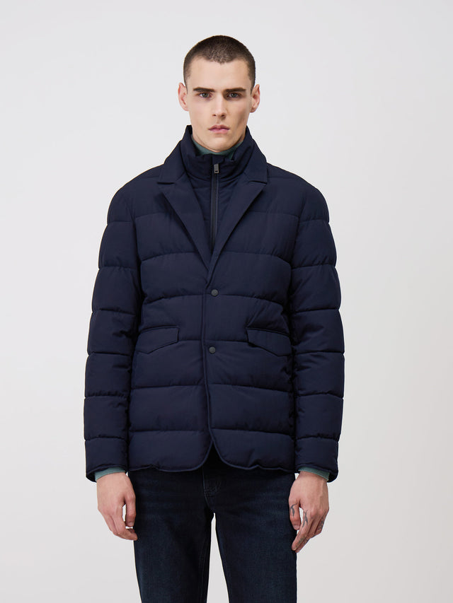 Veste matelassée bleu marine à parementure amovible