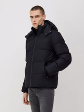 Parka matelassée noire à capuche amovible
