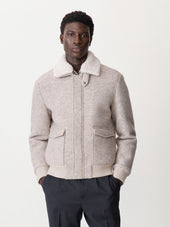 Blouson beige à col sherpa