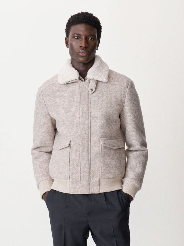 Blouson beige à col sherpa