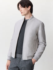 Blouson Teddy en laine mélangée grise