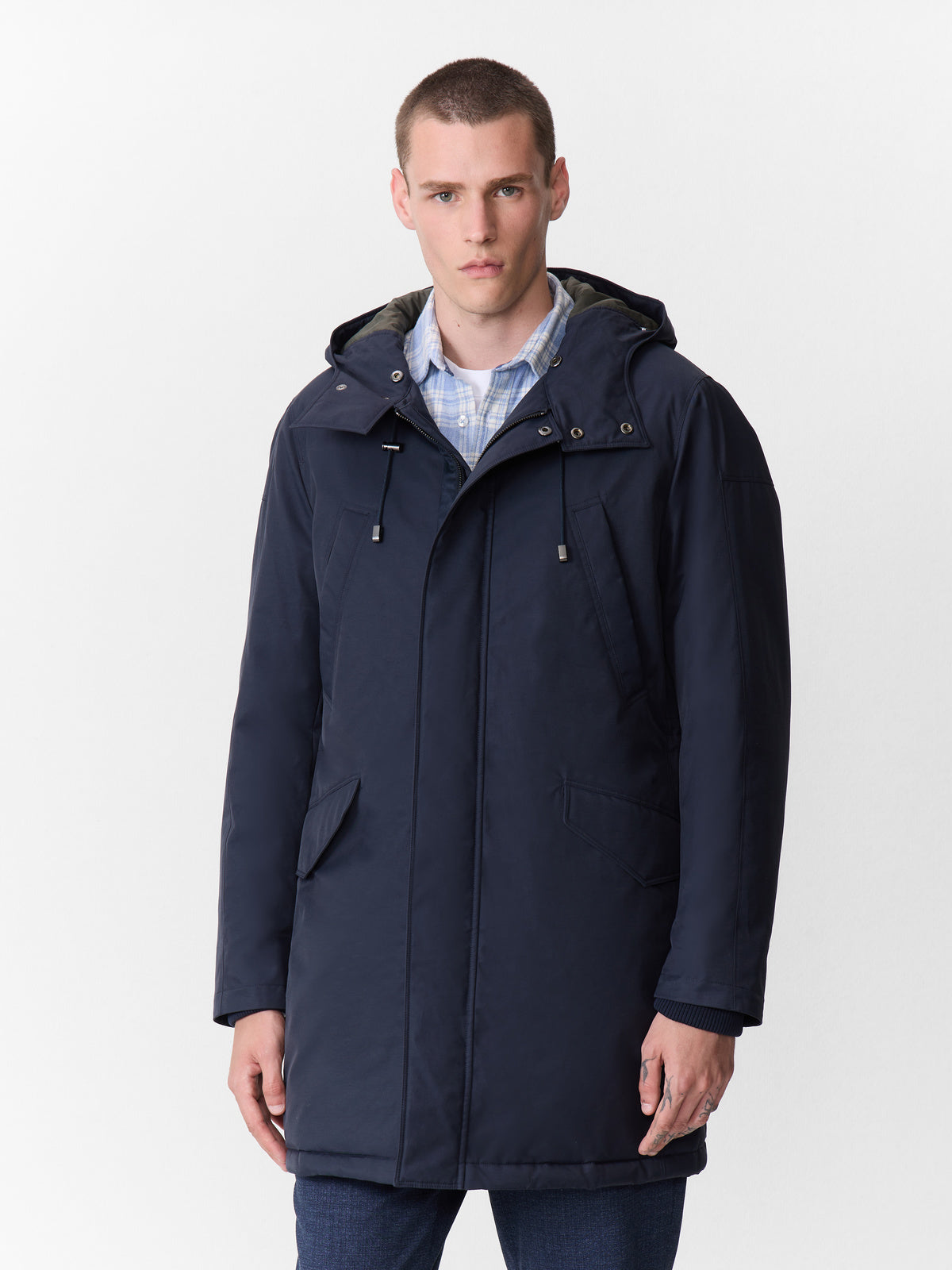 Parka En Coton M Lang Bleu Indigo Capuche