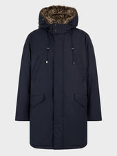 Parka En Coton M Lang Bleu Indigo Capuche