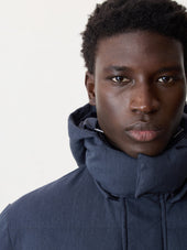Parka Matelass E Bleu Indigo Capuche Amovible