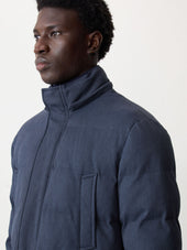 Parka Matelass E Bleu Indigo Capuche Amovible