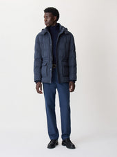 Parka Matelass E Bleu Indigo Capuche Amovible