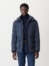 Parka Matelass E Bleu Indigo Capuche Amovible