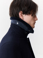 Blouson En Laine M Lang E Bleu Marine Col Sherpa