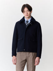 Blouson En Laine M Lang E Bleu Marine Col Sherpa