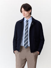 Blouson En Laine M Lang E Bleu Marine Col Sherpa
