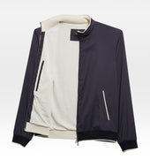 Blouson Bleu Marine Et Cr Me En Nylon Coton