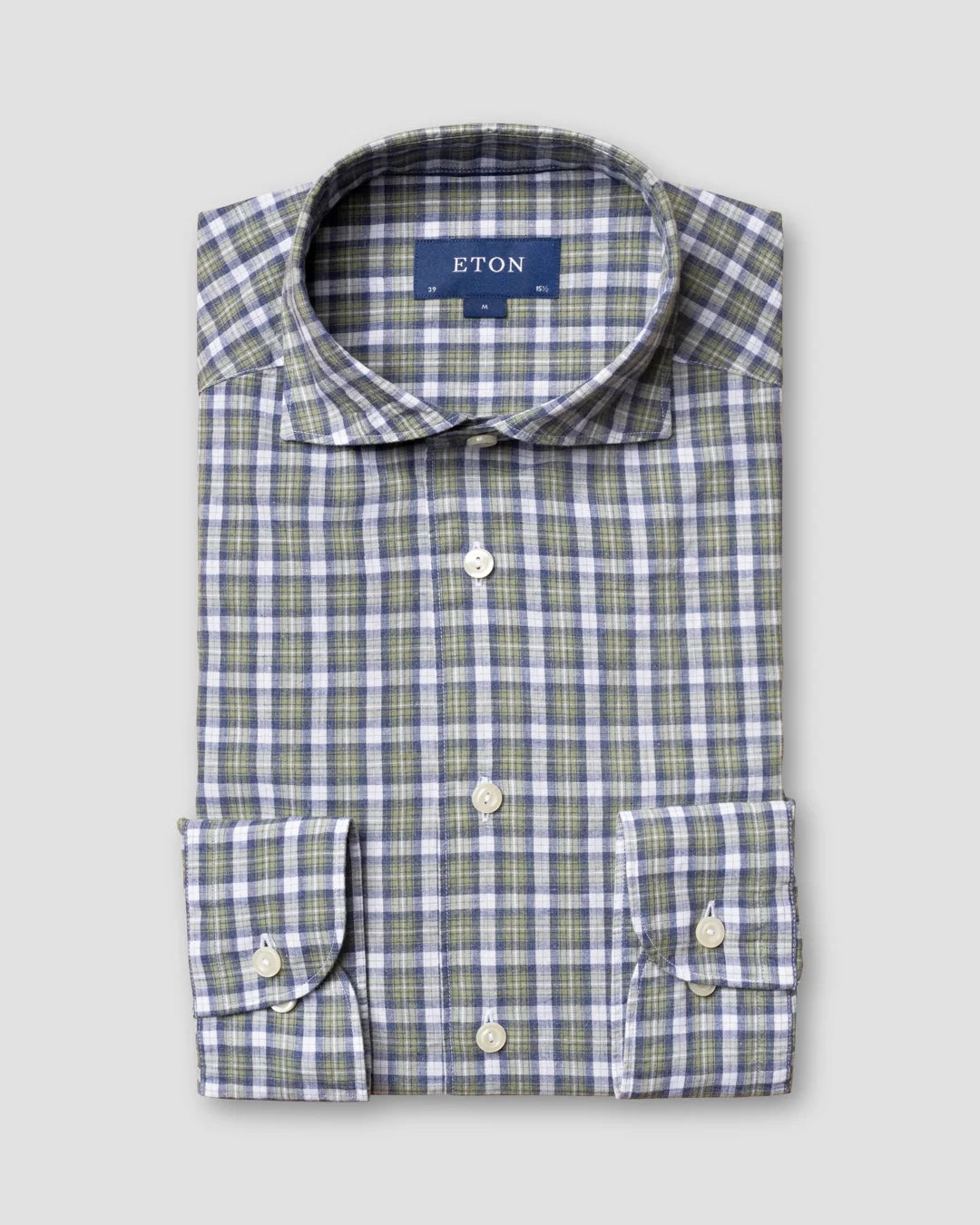 And Green Cotton Linen Shirt Soft Eton