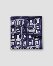 Blue block print pocket square