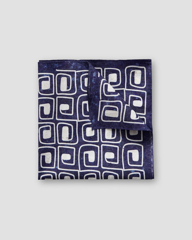 Blue block print pocket square