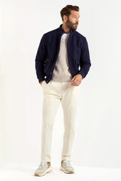 Super 180 S Wool Flannel Bomber Jacket Made In Italy