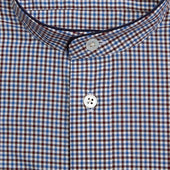 Brown Check Cotton Nightshirt With Navy Piping