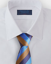 Brown Navy Block Stripe Silk Tie