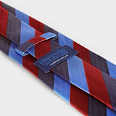 Burgundy Navy Block Stripe Silk Tie