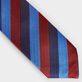 Burgundy Navy Block Stripe Silk Tie