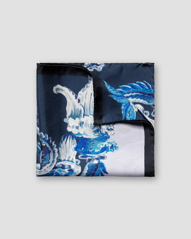 Blue Chandelier Print Silk Pocket Square