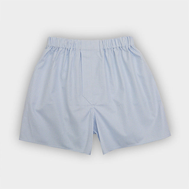 Blue Check Cotton Boxer Shorts