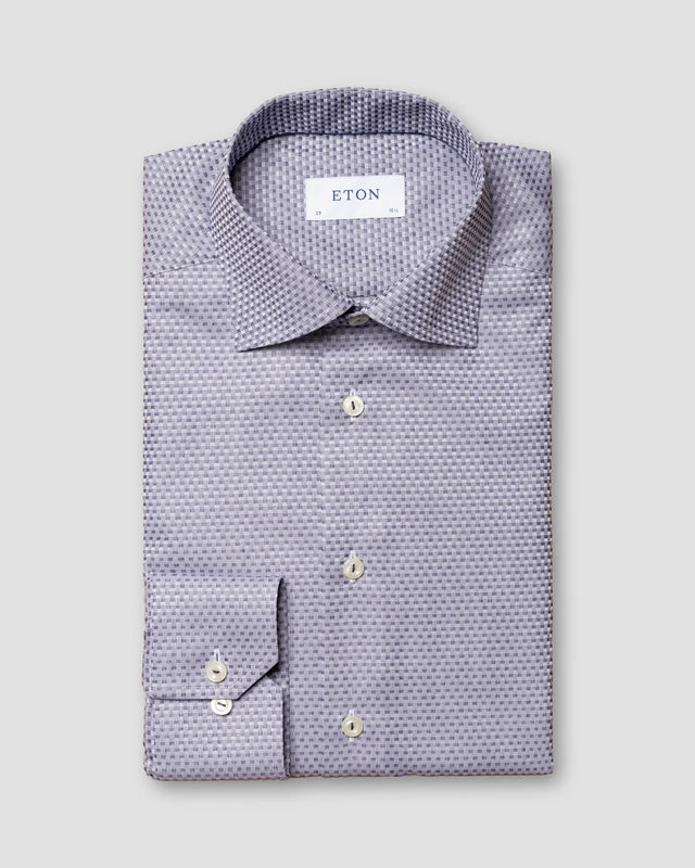Blue Checked Dobby Shirt - Eton