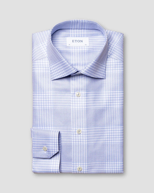 Blau kariertes King-Twill-Hemd - Eton