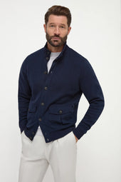 Cotton Knitted Bomber Made In Italy