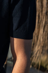 Textured Knit Polo With Zip Made In Italy