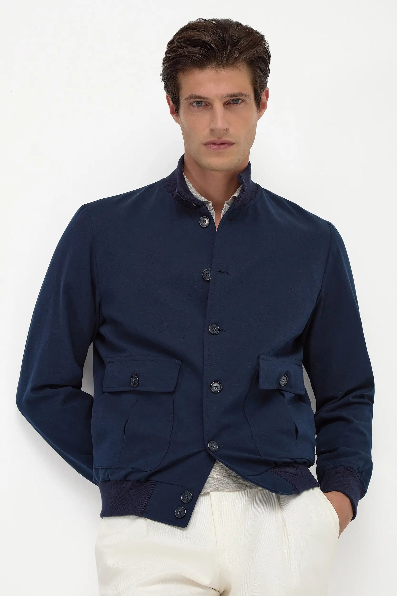 Cotton And Silk Bomber Made In Italy
