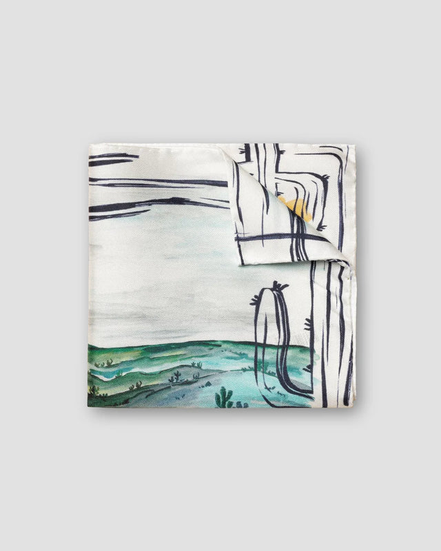 Blue Desert Print Silk Pocket Square