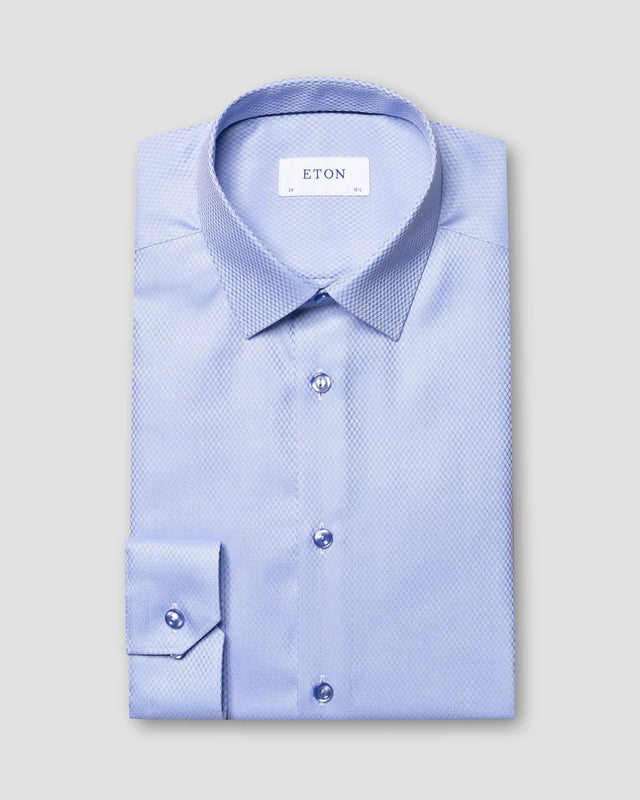 Blaues Dobby-Hemd - Eton
