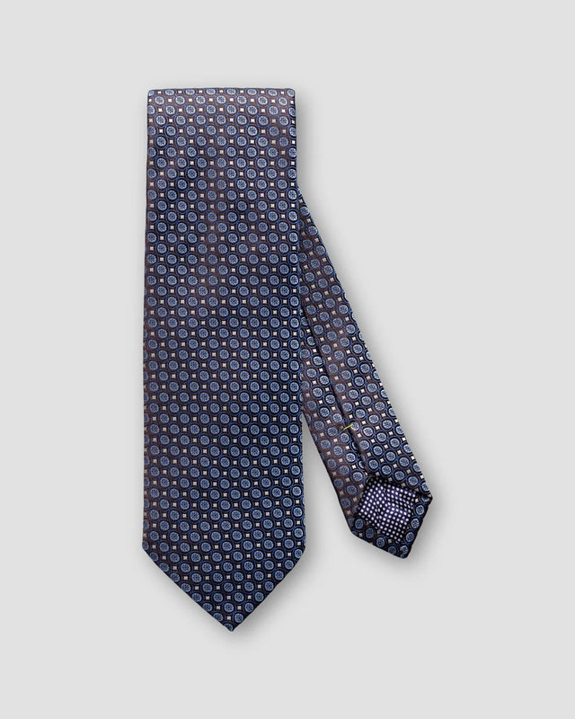Blaue gepunktete Seidenkrawatte - Eton