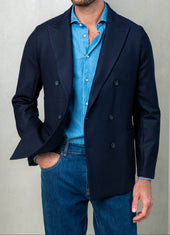 Double Breasted Jacket In Jersey Made In Italy