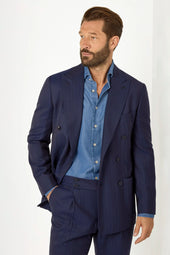 Striped Double Breasted Suit Made In Italy