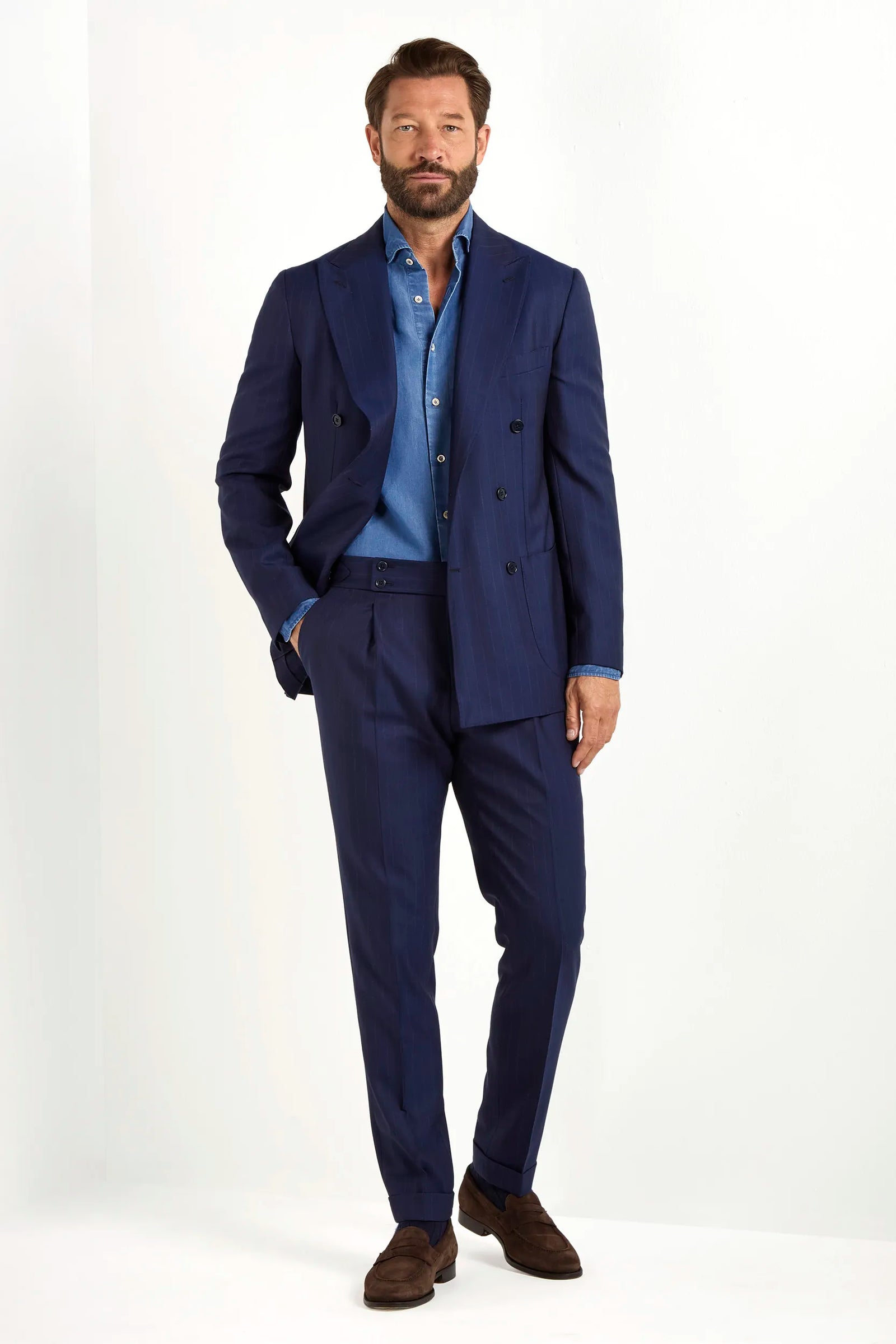 Striped Double Breasted Suit Made In Italy