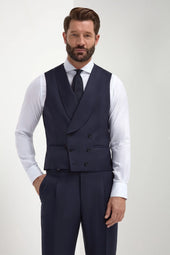 Blue double breasted waistcoat - Made in Italy