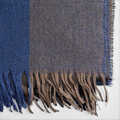 Ecru Large Check Silk Cashmere Scarf