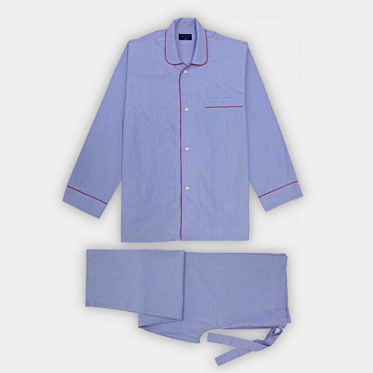 End On End Cotton Pyjamas With Red Piping